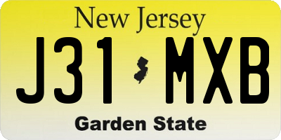 NJ license plate J31MXB