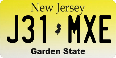 NJ license plate J31MXE