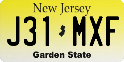NJ license plate J31MXF
