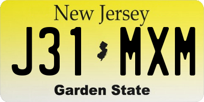 NJ license plate J31MXM