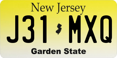 NJ license plate J31MXQ