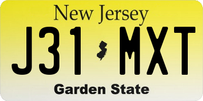 NJ license plate J31MXT
