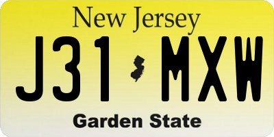 NJ license plate J31MXW