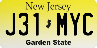 NJ license plate J31MYC