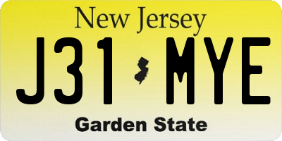 NJ license plate J31MYE