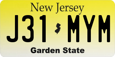 NJ license plate J31MYM