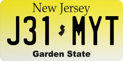 NJ license plate J31MYT