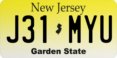 NJ license plate J31MYU