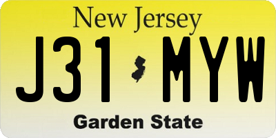 NJ license plate J31MYW