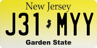 NJ license plate J31MYY