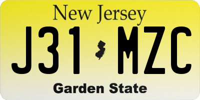 NJ license plate J31MZC