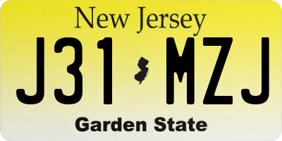 NJ license plate J31MZJ