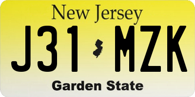 NJ license plate J31MZK