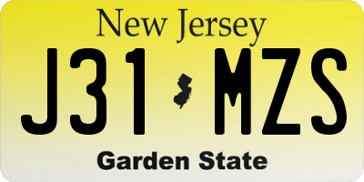 NJ license plate J31MZS