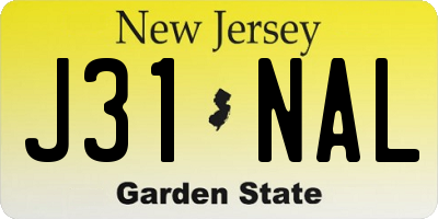 NJ license plate J31NAL