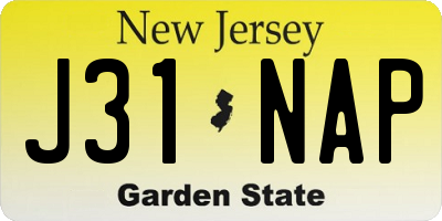NJ license plate J31NAP