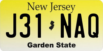 NJ license plate J31NAQ