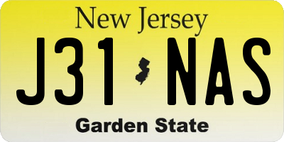 NJ license plate J31NAS