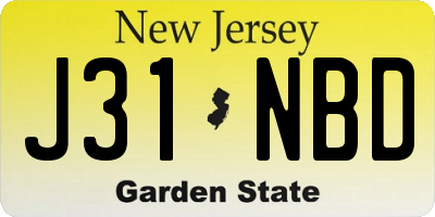 NJ license plate J31NBD
