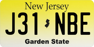 NJ license plate J31NBE