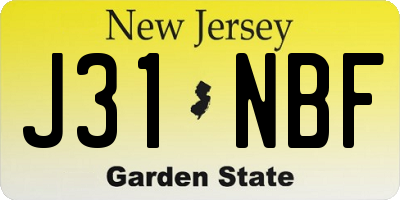 NJ license plate J31NBF
