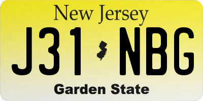 NJ license plate J31NBG