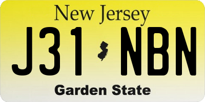 NJ license plate J31NBN