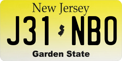 NJ license plate J31NBO