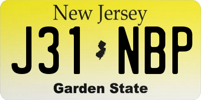 NJ license plate J31NBP