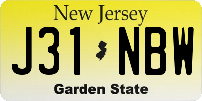 NJ license plate J31NBW
