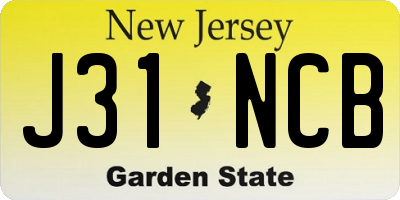 NJ license plate J31NCB