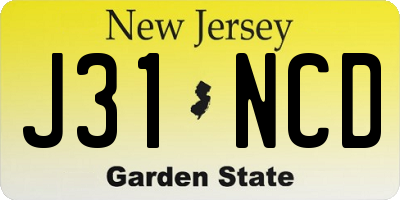 NJ license plate J31NCD