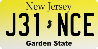 NJ license plate J31NCE