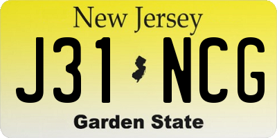 NJ license plate J31NCG