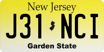 NJ license plate J31NCI