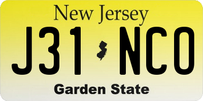 NJ license plate J31NCO
