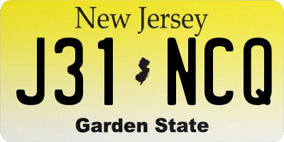 NJ license plate J31NCQ