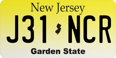 NJ license plate J31NCR