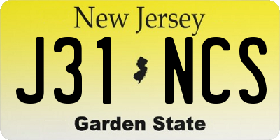 NJ license plate J31NCS