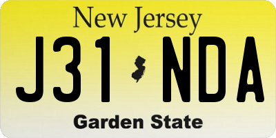 NJ license plate J31NDA