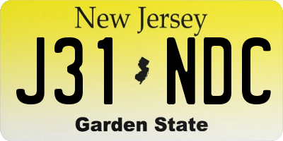 NJ license plate J31NDC