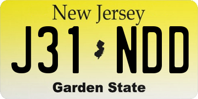 NJ license plate J31NDD