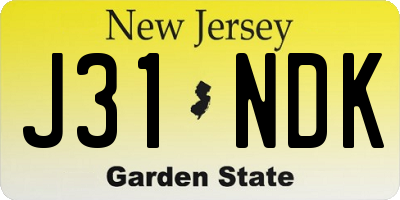 NJ license plate J31NDK