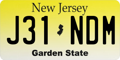 NJ license plate J31NDM