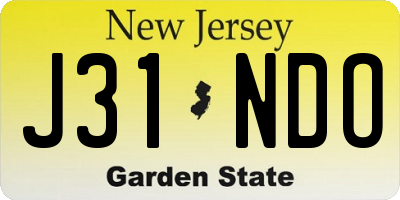 NJ license plate J31NDO