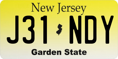 NJ license plate J31NDY