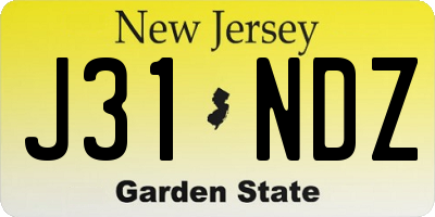 NJ license plate J31NDZ