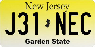 NJ license plate J31NEC