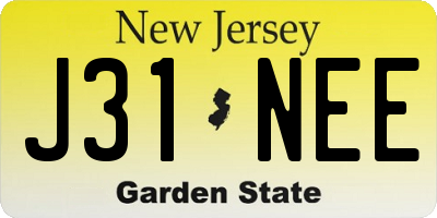 NJ license plate J31NEE