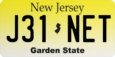 NJ license plate J31NET